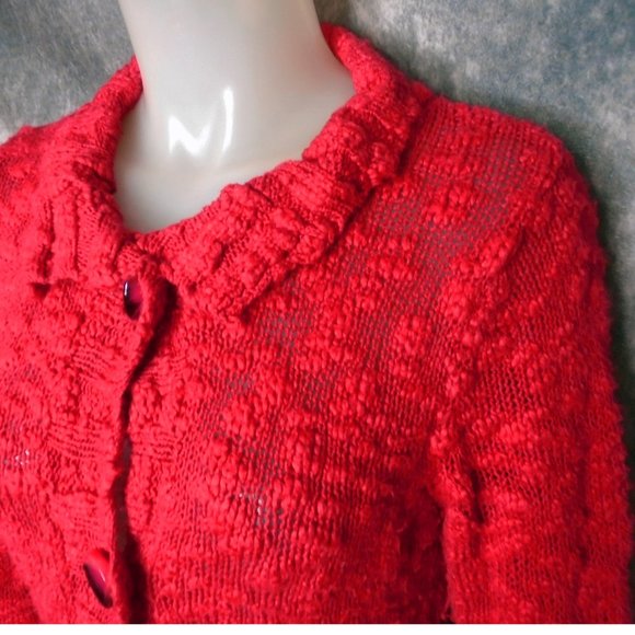 Long Cardigan Red Sweater Dress, Cute Sleeves! - Fever - Picture 2 of 9